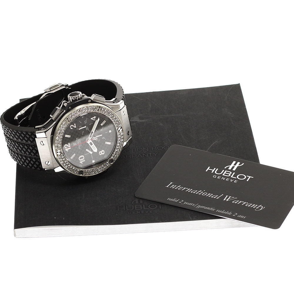 HUBLOT Big bang steel ceramic 301.SB.131.RX After-Diamond Bezel Chronograph black Dial Automatic Men's Watch_935976