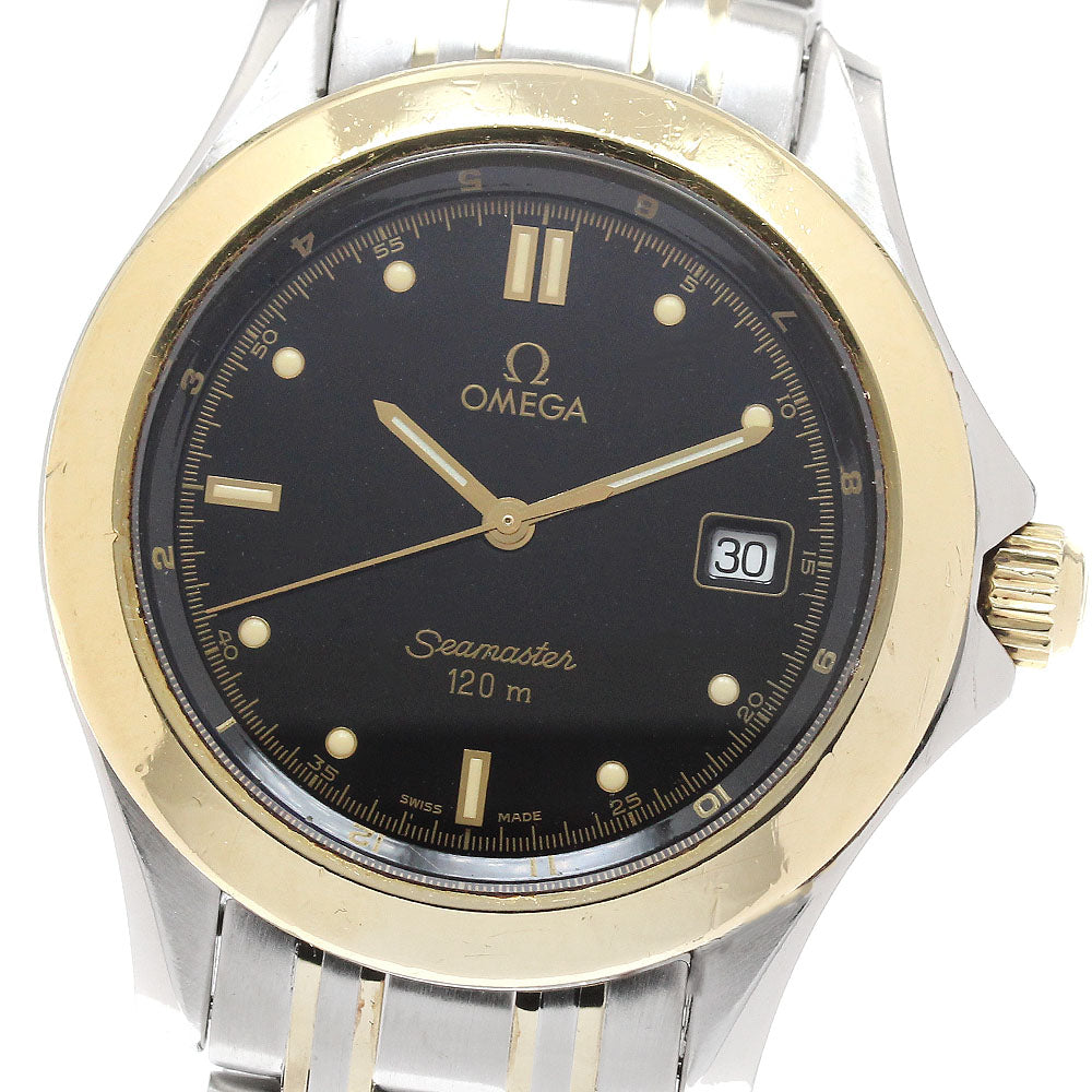 OMEGA Seamaster120 2311.50 YG bezel black Dial Quartz Men's Watch_935993