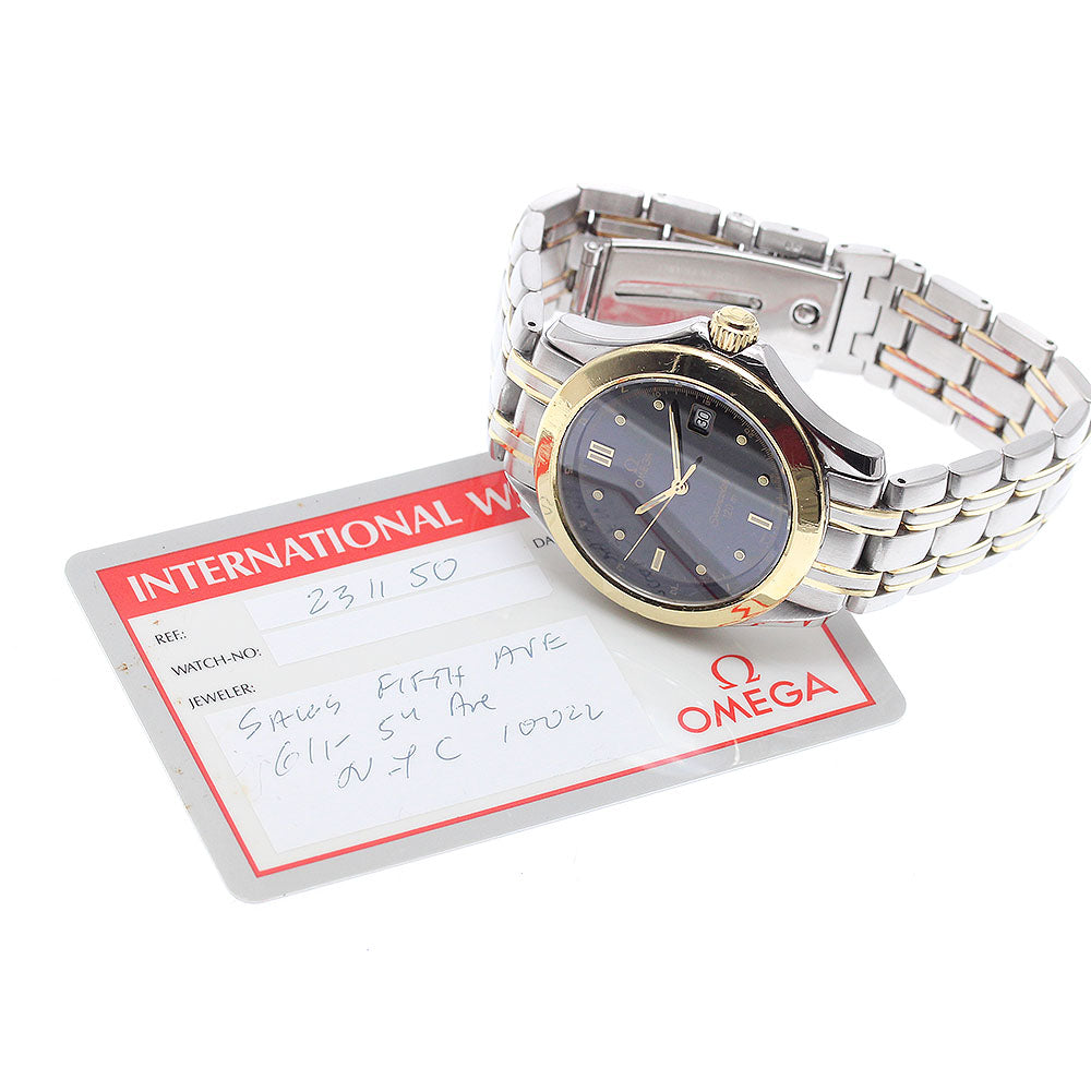 OMEGA Seamaster120 2311.50 YG bezel black Dial Quartz Men's Watch_935993