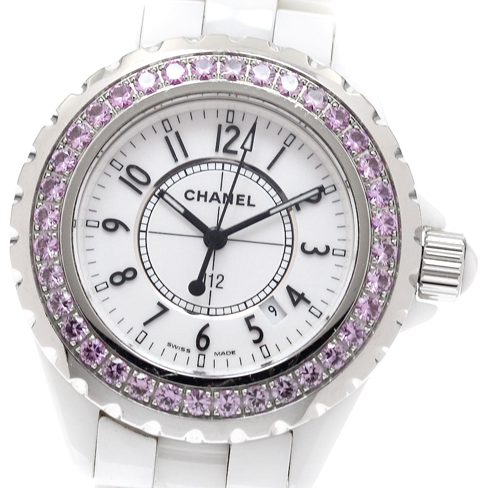 CHANEL J12 H1181 Pink sapphire bezel, date white Dial Quartz Ladies Watch_936020