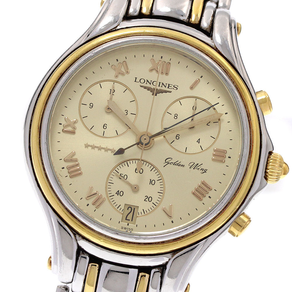 LONGINES Golden wing L3.610.5 Chronograph Gold Dial Quartz Men's Watch_936035