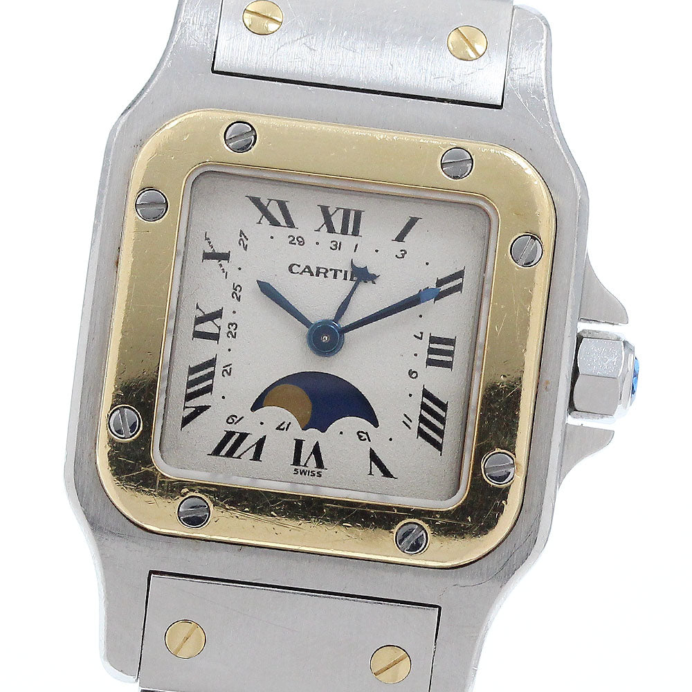 CARTIER Santos Galbee SM W20008C4 YG2 tone moon phase Quartz Ladies Watch_936041