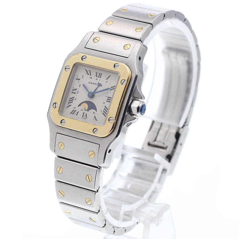 CARTIER Santos Galbee SM W20008C4 YG2 tone moon phase Quartz Ladies Watch_936041