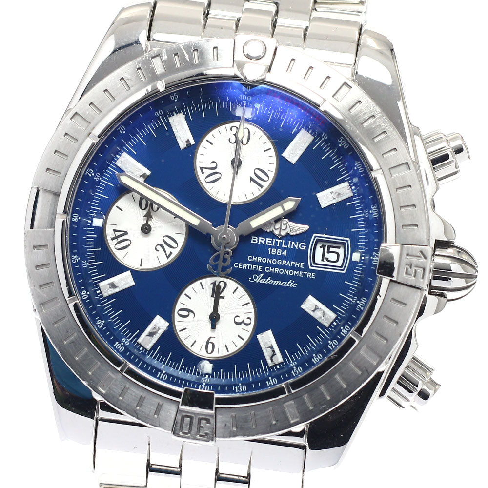 BREITLING Chronomat Evolution A13356 Date Chronograph Blue / Silver Dial Automatic Men's Watch_936077