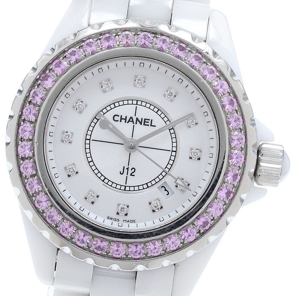 CHANEL J12 H2010 Pink sapphire bezel 12P diamond white Dial Quartz Ladies_936176