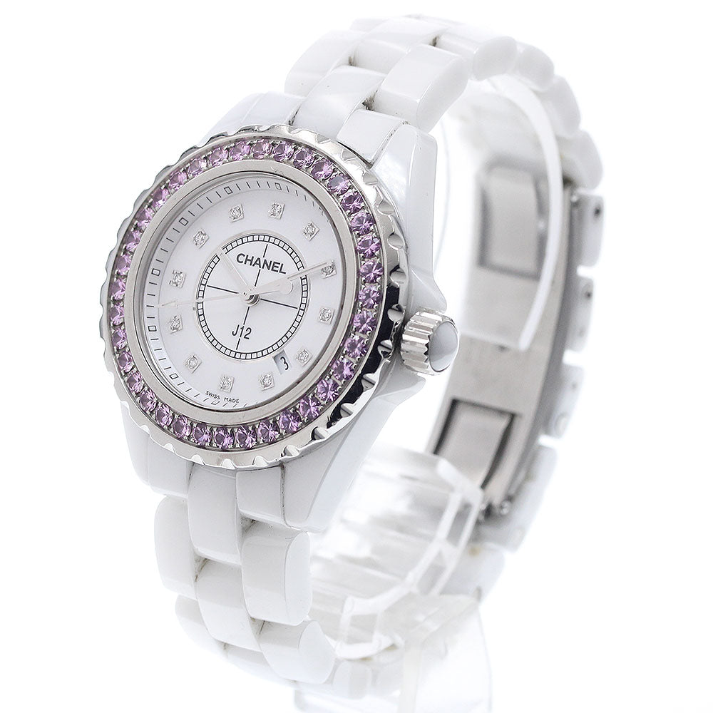 CHANEL J12 H2010 Pink sapphire bezel 12P diamond white Dial Quartz Ladies_936176