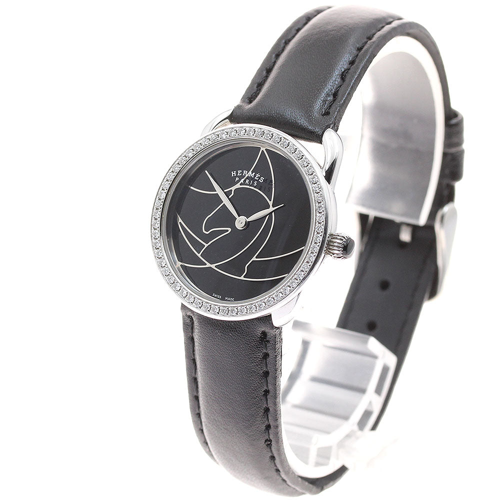 HERMES Arceau Cazac AR5.232 Diamond Bezel black Dial Quartz Ladies Watch_936180