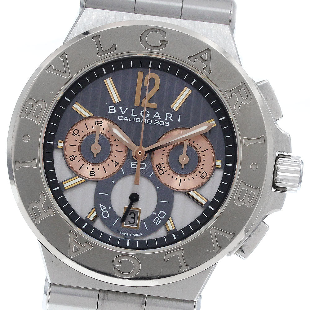 BVLGARI Diagono Calibro 303 DG42SWGCH K18WGBezel chronograph AT Men's_936296