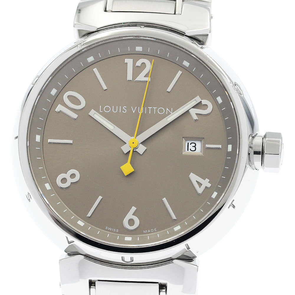 LOUIS VUITTON Tambour Q1112 Date Brown Dial Quartz Men's Watch_936307