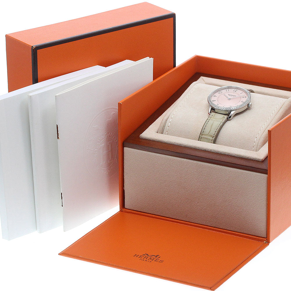 HERMES Slim du Hermes CA2.230 Diamond Bezel pink Dial Quartz Ladies Watch_936347