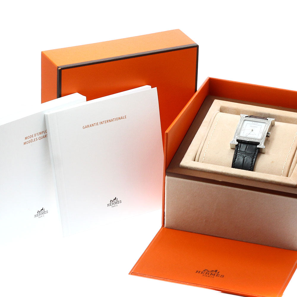 HERMES H watch HH3.530 diamond bezel date white Dial Automatic Ladies Watch_936348