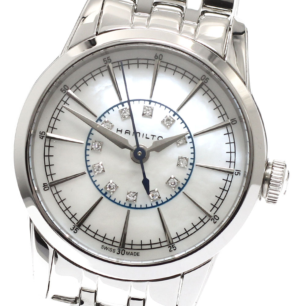 HAMILTON Rail road H403110 12P diamond White shell Dial Quartz Ladies Watch_936916