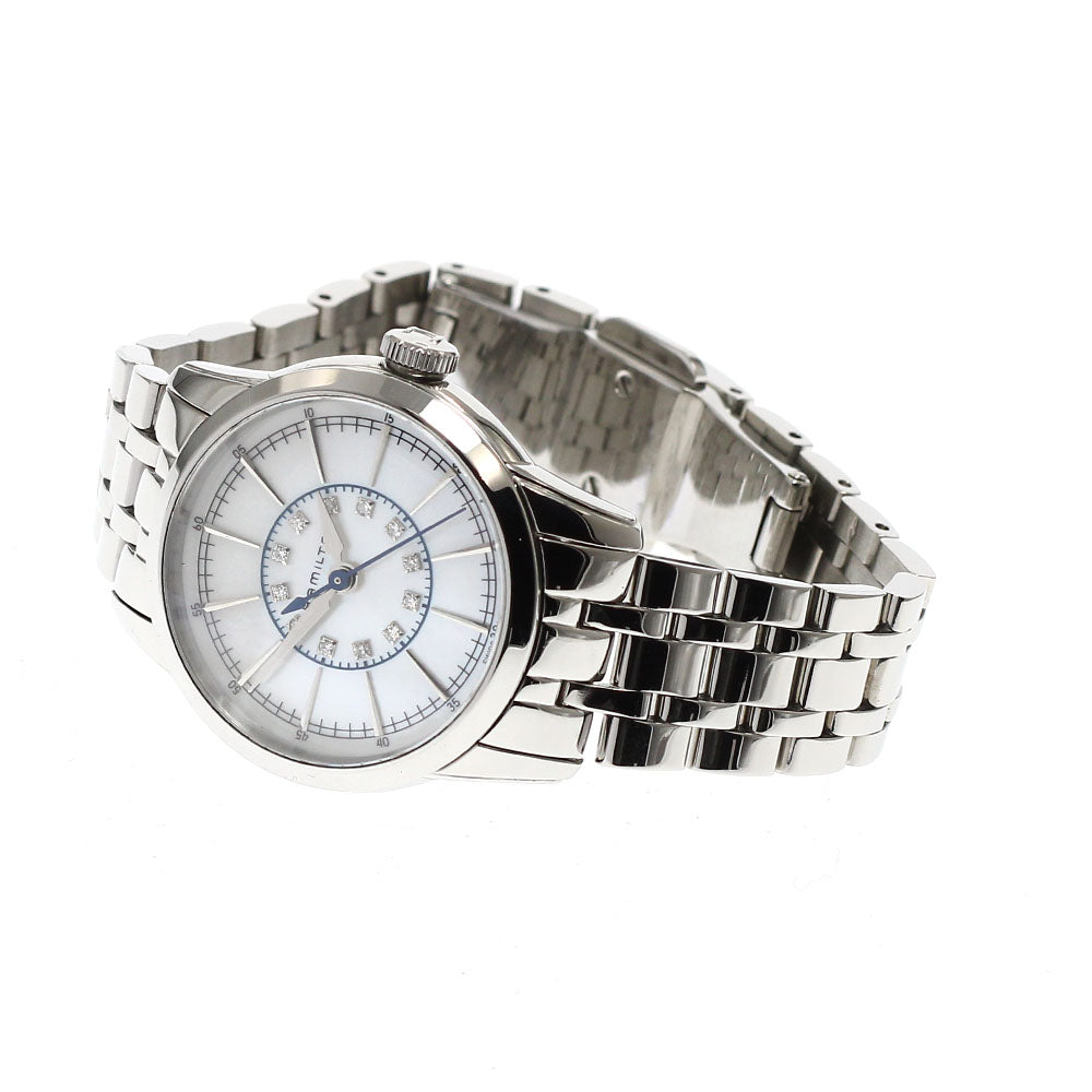 HAMILTON Rail road H403110 12P diamond White shell Dial Quartz Ladies Watch_936916