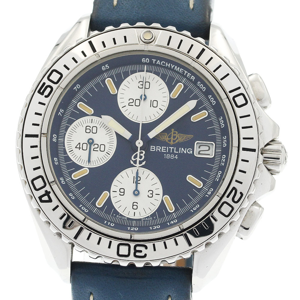 BREITLING Chrono Shark A13051 Date Navy Dial Automatic Men's Watch_937410