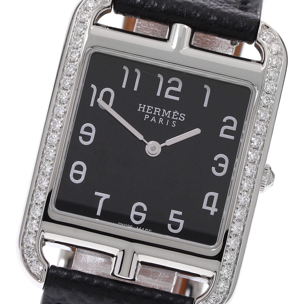 HERMES Cape Cod CC3.730 Diamond Bezel black Dial Quartz Ladies Watch_937414