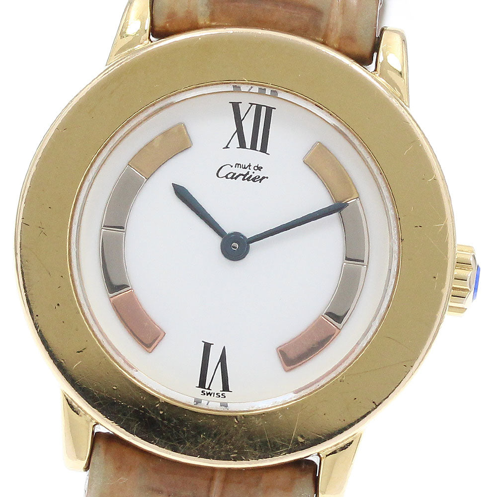 CARTIER Must Rondo W1009143 Vermeille white Dial Quartz Ladies Watch_937435