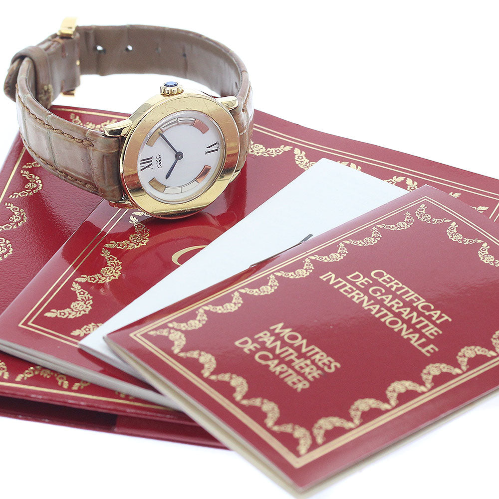 CARTIER Must Rondo W1009143 Vermeille white Dial Quartz Ladies Watch_937435