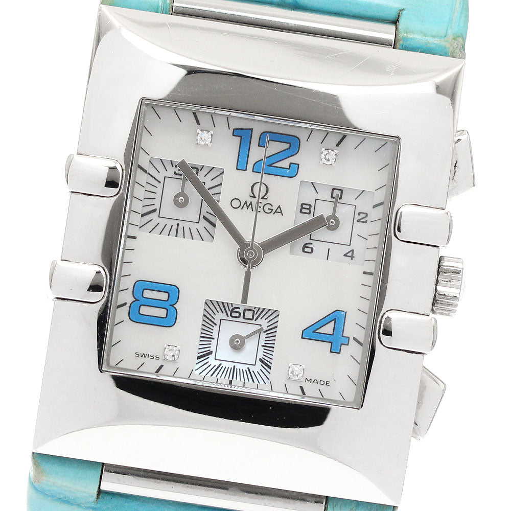 OMEGA Constellation Quadra 1841.76.61 4P Diamond Chronograph White shell Dial Quartz Ladies Watch_937449