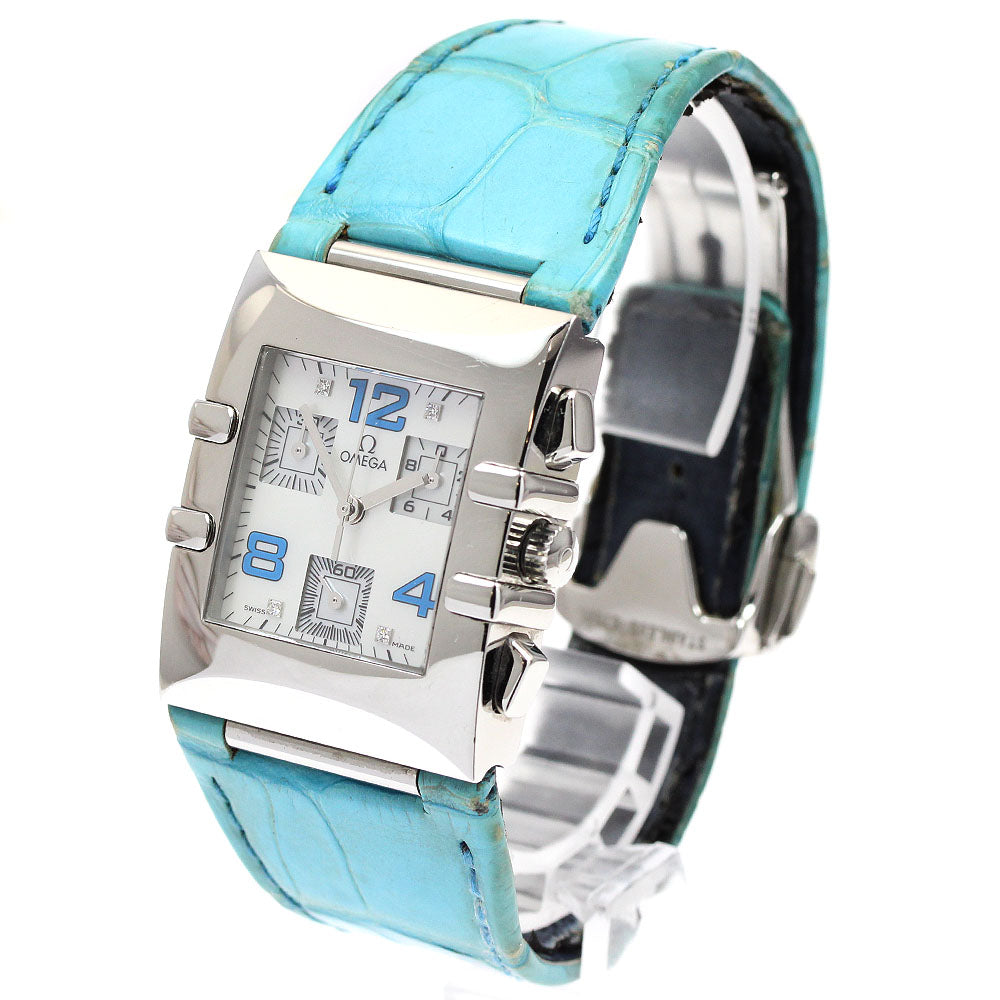 OMEGA Constellation Quadra 1841.76.61 4P Diamond Chronograph White shell Dial Quartz Ladies Watch_937449