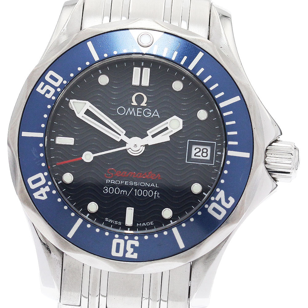 OMEGA Seamaster300 2224.80 Date Navy Dial Quartz Ladies Watch_937461