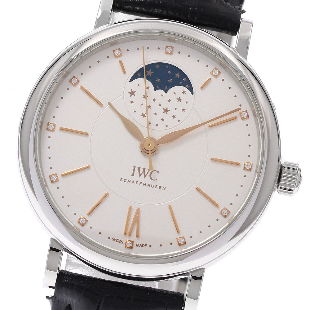 IWC SCHAFFHAUSEN Portofino IW459011 Moon Phase 12P Diamond Silver Dial Automatic Men's Watch_937492