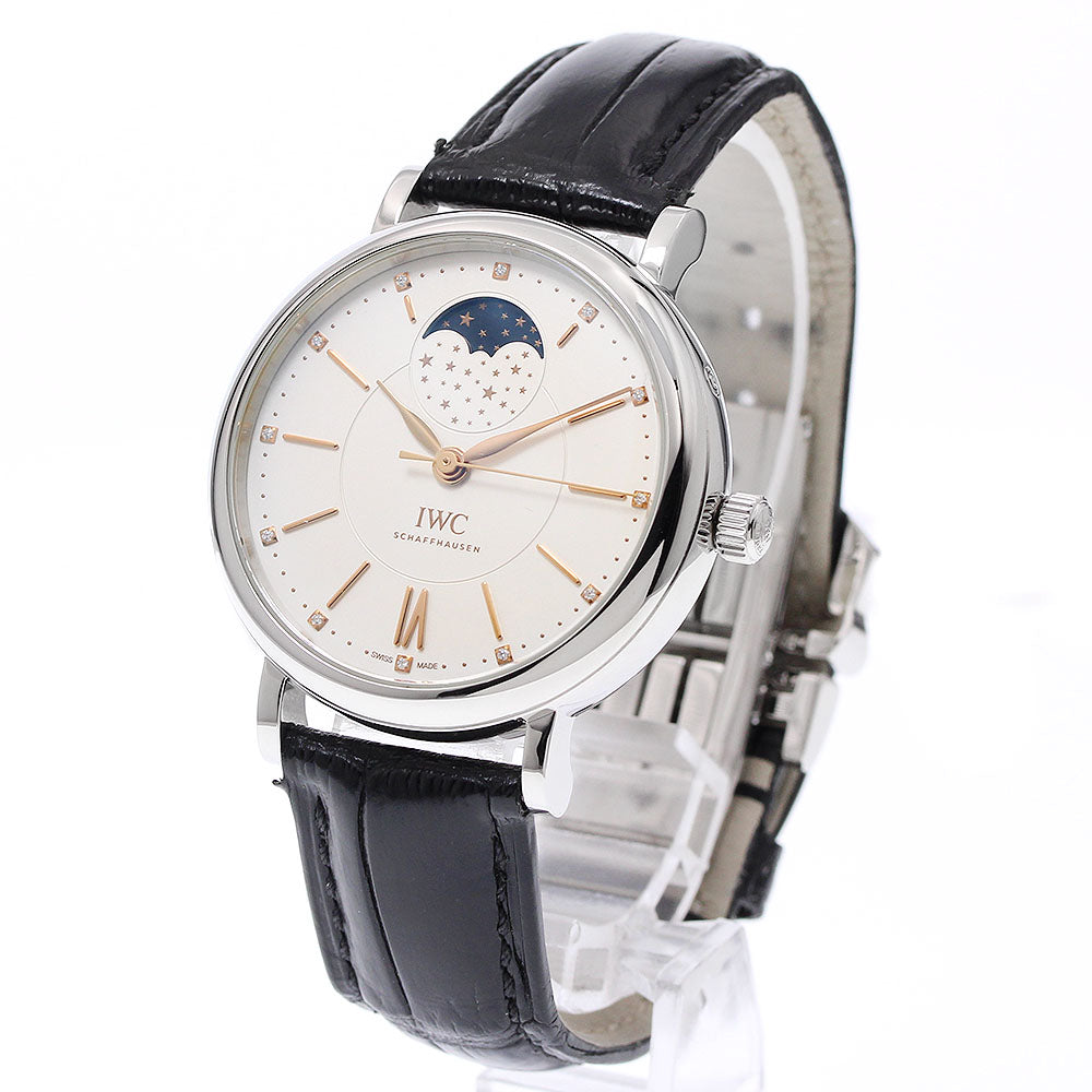 IWC SCHAFFHAUSEN Portofino IW459011 Moon Phase 12P Diamond Silver Dial Automatic Men's Watch_937492