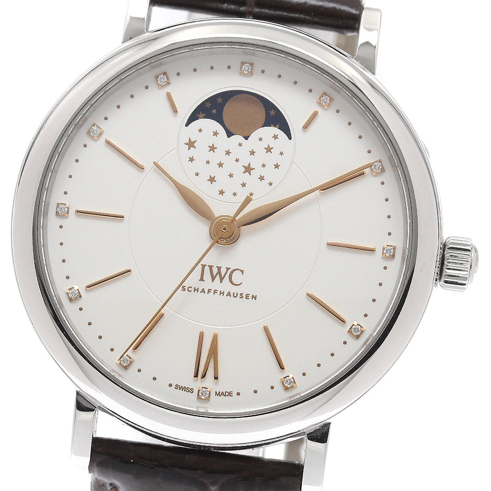 IWC SCHAFFHAUSEN Portofino IW459011 Moon Phase 12P Diamond Silver Dial Automatic Men's Watch_937905