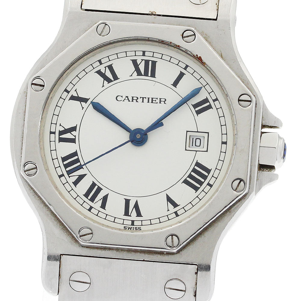 CARTIER Santos Octagon LM 81037188 Date white Dial Automatic Men's Watch_938258