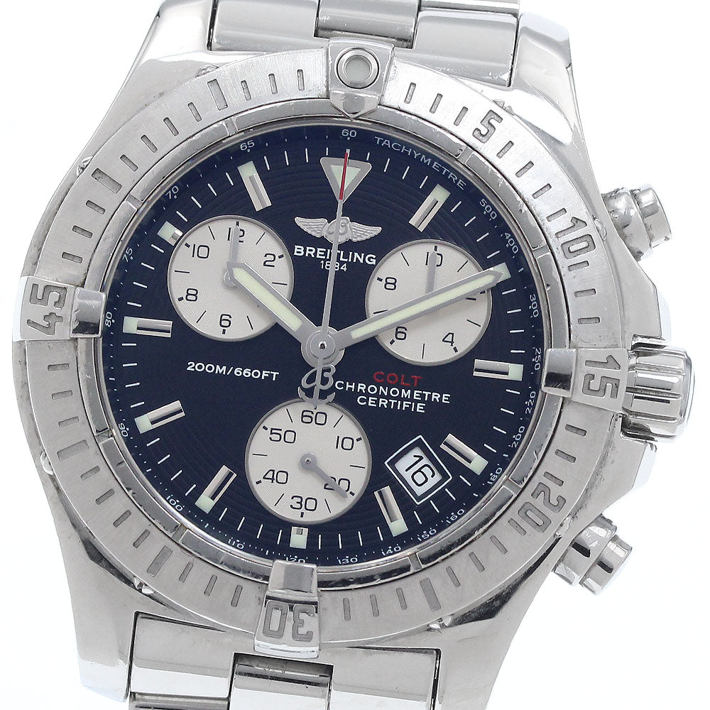 BREITLING Colt A73380 Chronograph Black / Silver Dial Quartz Men's Watch_938287