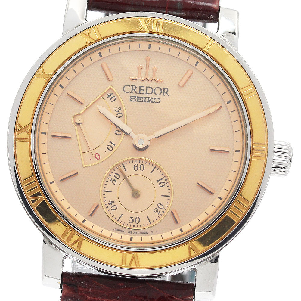SEIKO CREDOR mechanical 4S79-0020/GCAY998 K18PGBezel power reserve Pink gold Dial Hand Winding Men's Watch_938308