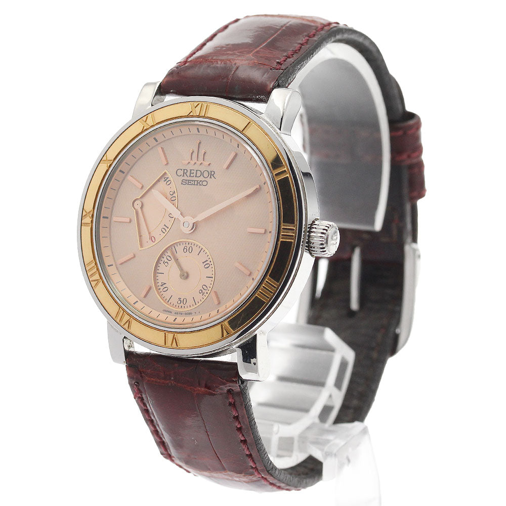 SEIKO CREDOR mechanical 4S79-0020/GCAY998 K18PGBezel power reserve Pink gold Dial Hand Winding Men's Watch_938308