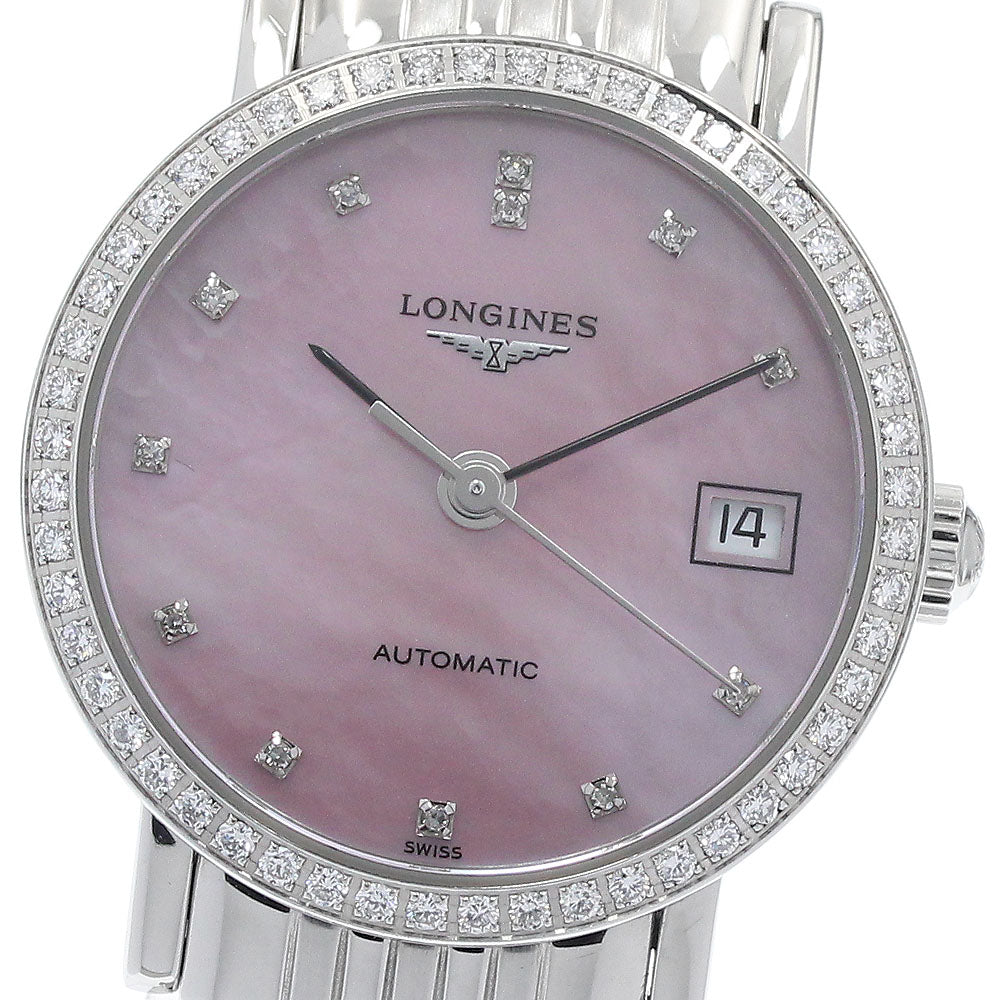 LONGINES elegant L4.309.0 12P Diamond Bezel Pink shell Dial Automatic Ladies Watch_938330