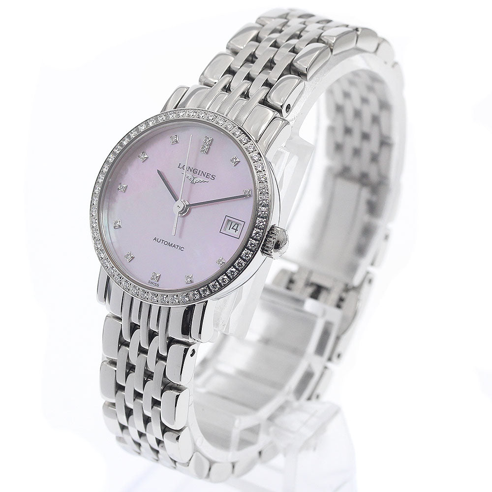 LONGINES elegant L4.309.0 12P Diamond Bezel Pink shell Dial Automatic Ladies Watch_938330
