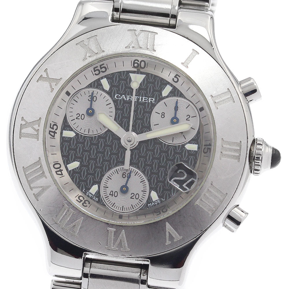 CARTIER CHRONOSCAPH W10172T2 Date black Dial Quartz Men's Watch_938339
