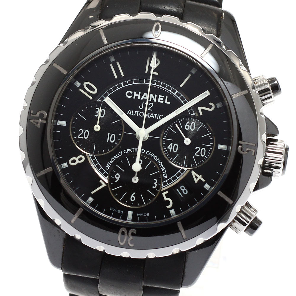 CHANEL J12 H0939 Black ceramic chronograph Automatic Men's Watch_938345