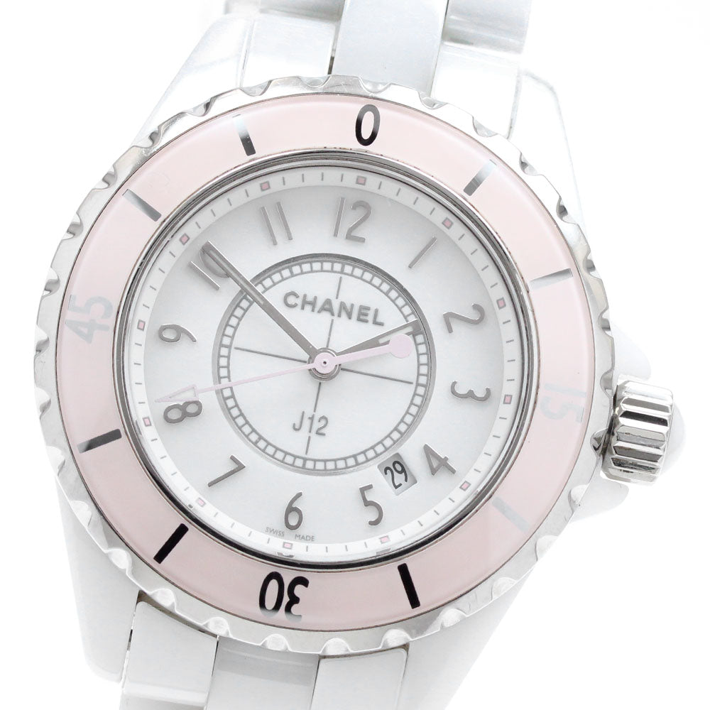 CHANEL J12 soft pink H4467 White ceramic white Dial Quartz Ladies Watch_938364