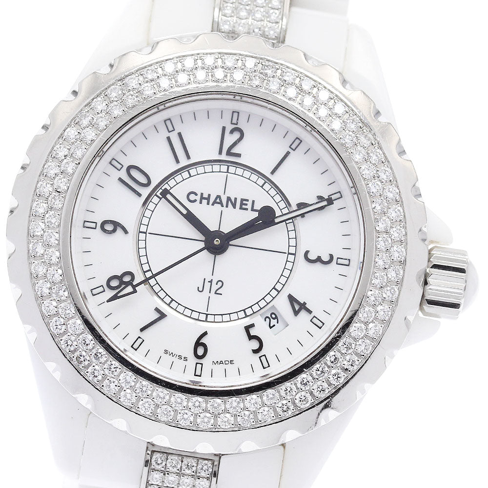 CHANEL J12 H1420 Diamond Bezel Bracelet white Dial Quartz Ladies Watch_938381