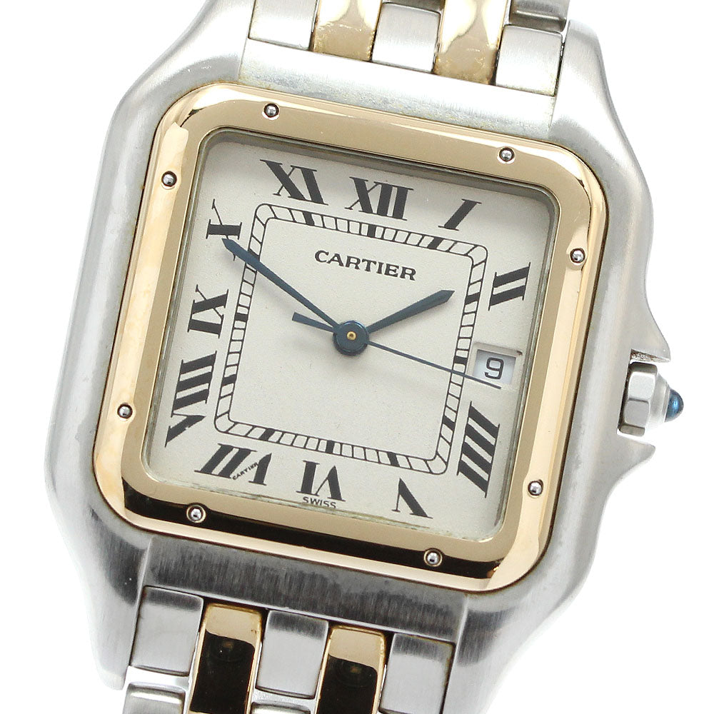 CARTIER PANTHERELM 83083442 2 Row Date Beige Dial Quartz Men's Watch_938423