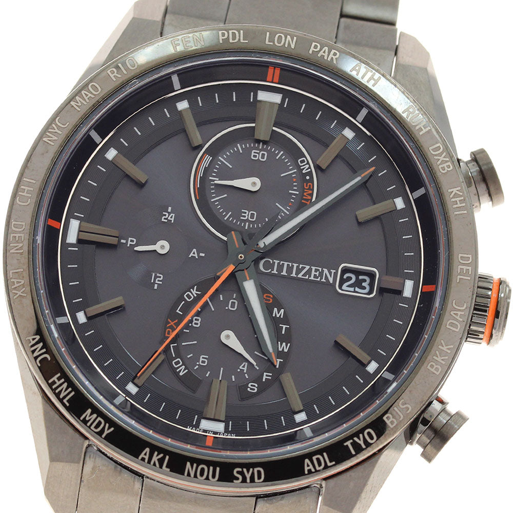 CITIZEN Black Titanium H800-T025871/AT8185-62E Solar Powered Radio Men's_938570