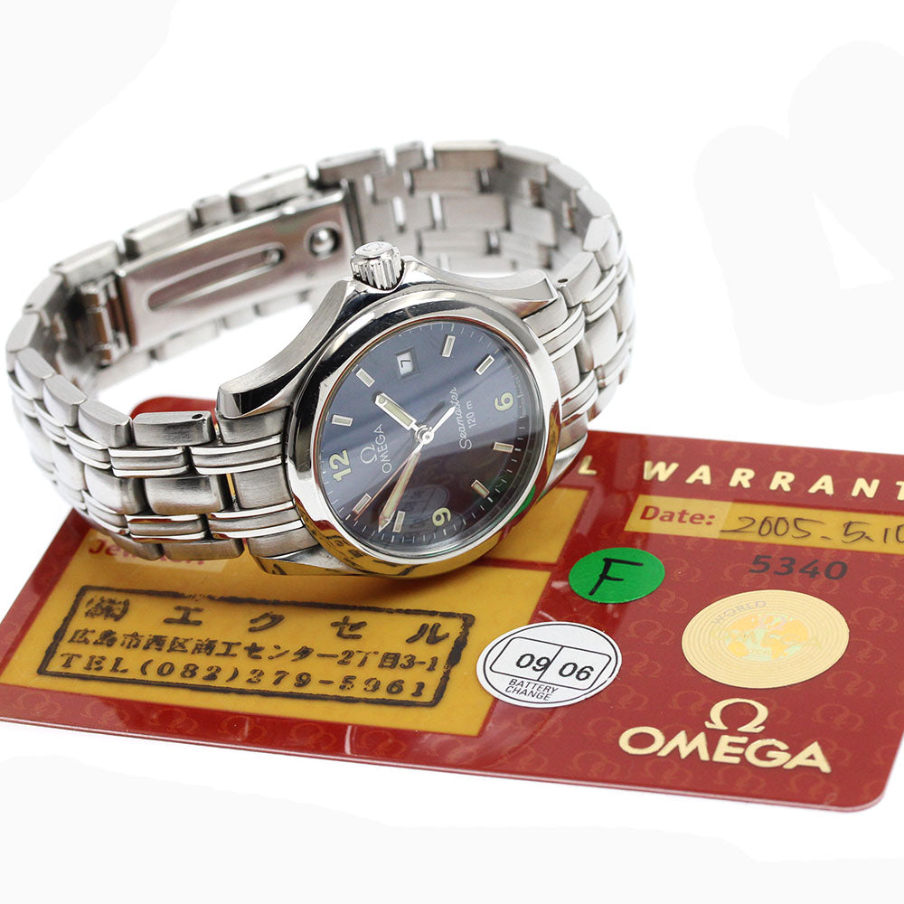 OMEGA Seamaster120 2571.83 Date Navy Dial Quartz Ladies Watch_938571