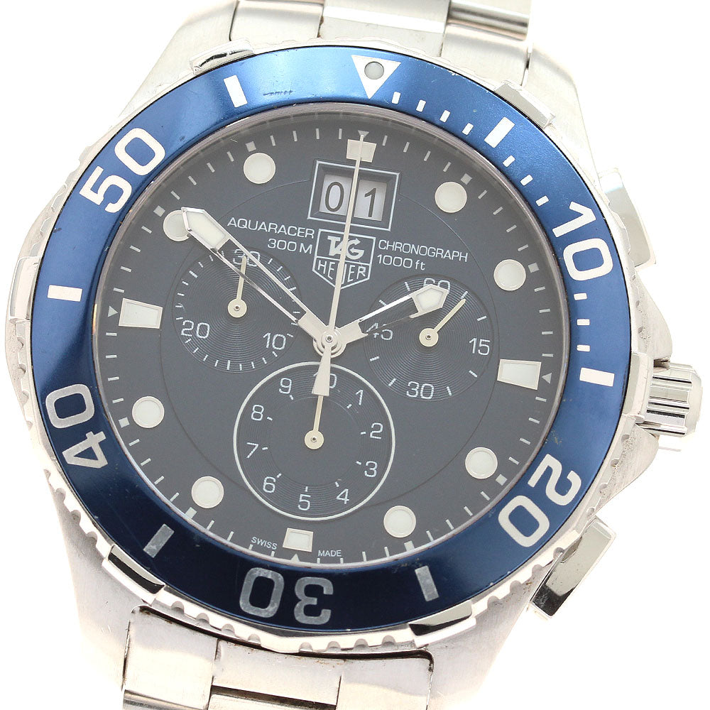 TAG HEUER Aqua racer CAN1011 Big Date Chronograph blue Dial Quartz Men's_938606