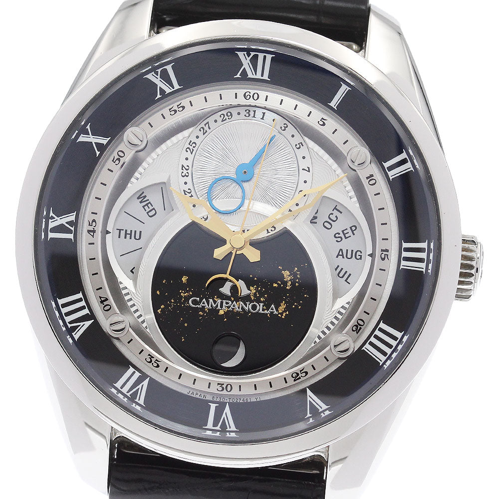 CITIZEN Campanora Tenmansei BU0020-03A/8730-T018033 Triple calendar moon phase Silver / Black Dial Solar Powered Men's Watch_938612