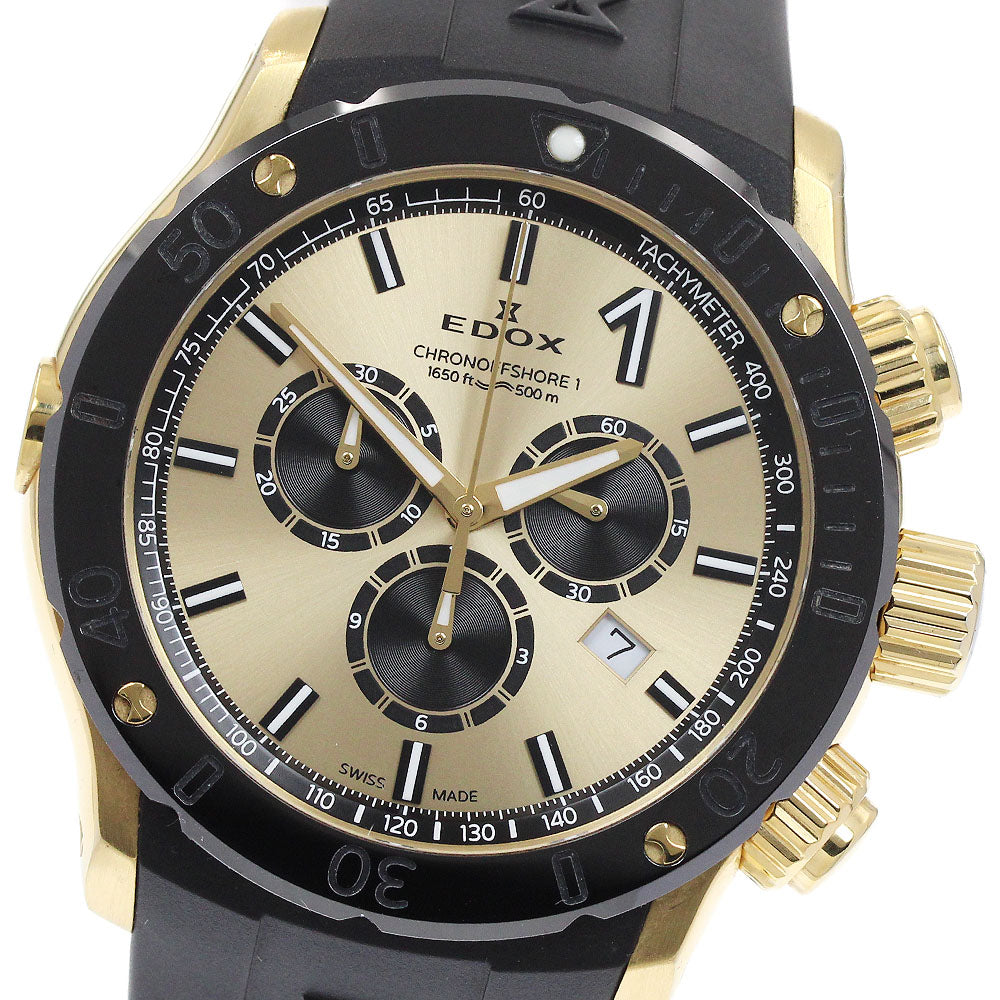 EDOX Chrono Offshore 1 Chronograph Special Edition 10221-37J5-DIN5 Date Gold / Black Dial Quartz Men's Watch_938626