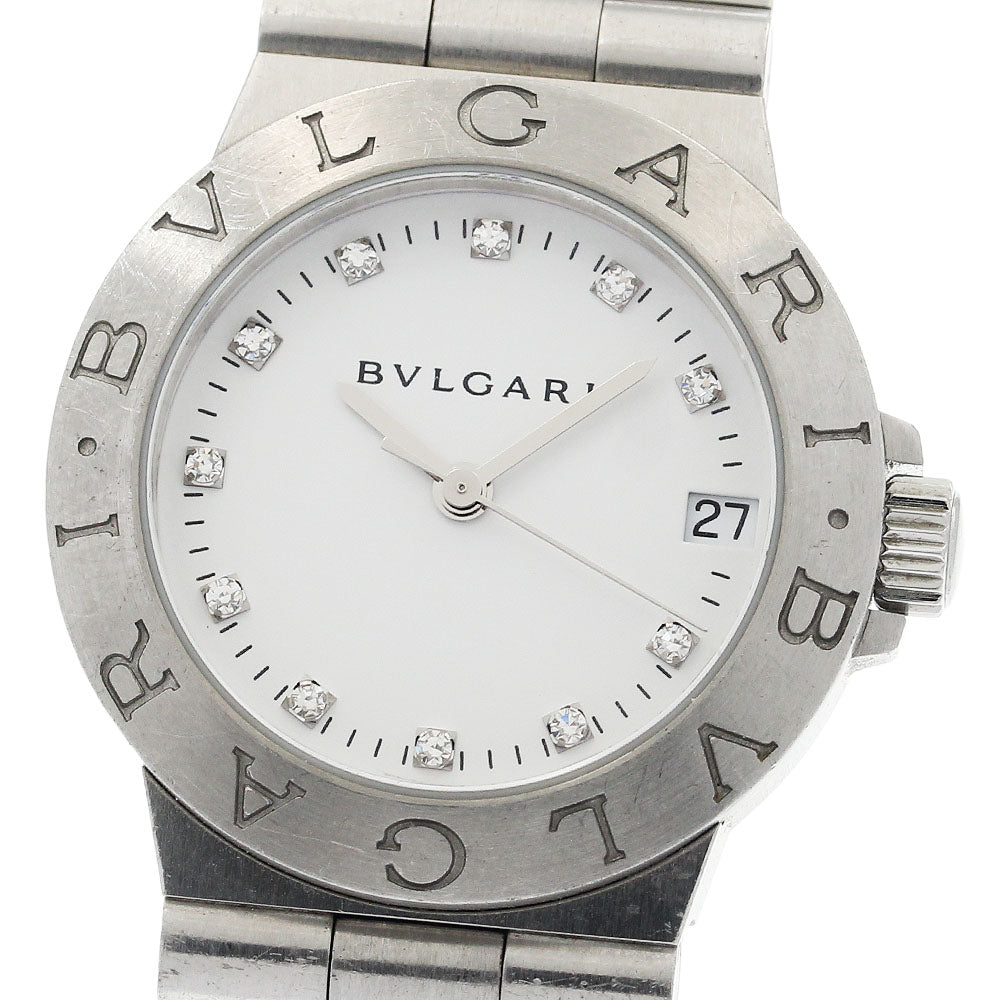 BVLGARI Diagono LCV29S Date 11P diamond white Dial Quartz Ladies Watch_938645