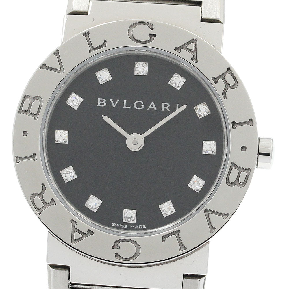 BVLGARI BVLGARIBVLGARI BB26SS 12P diamond black Dial Quartz Ladies Watch_938655