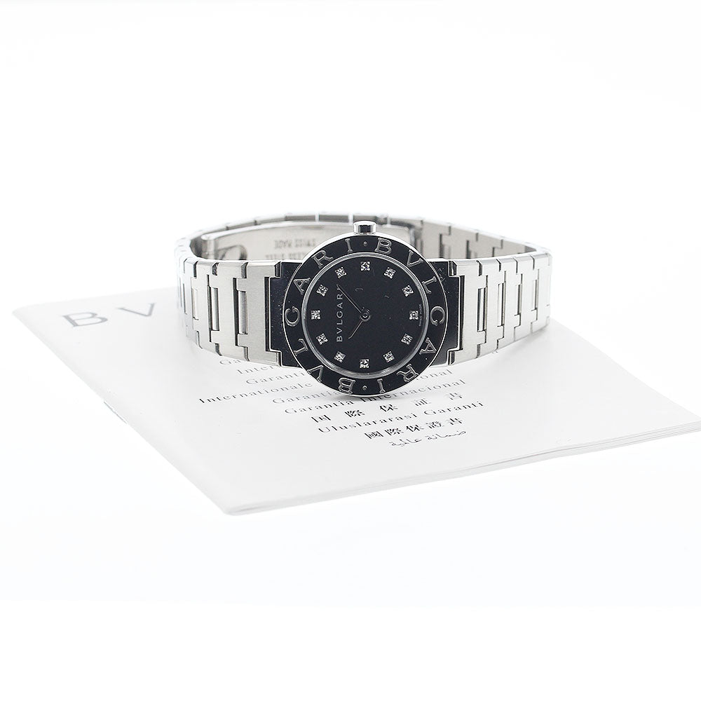 BVLGARI BVLGARIBVLGARI BB26SS 12P diamond black Dial Quartz Ladies Watch_938655