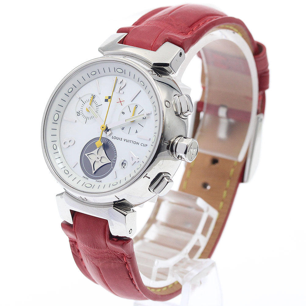 LOUIS VUITTON Tambour Lovely Cup Q132C Chronograph White shell Dial Quartz Ladies Watch_938659
