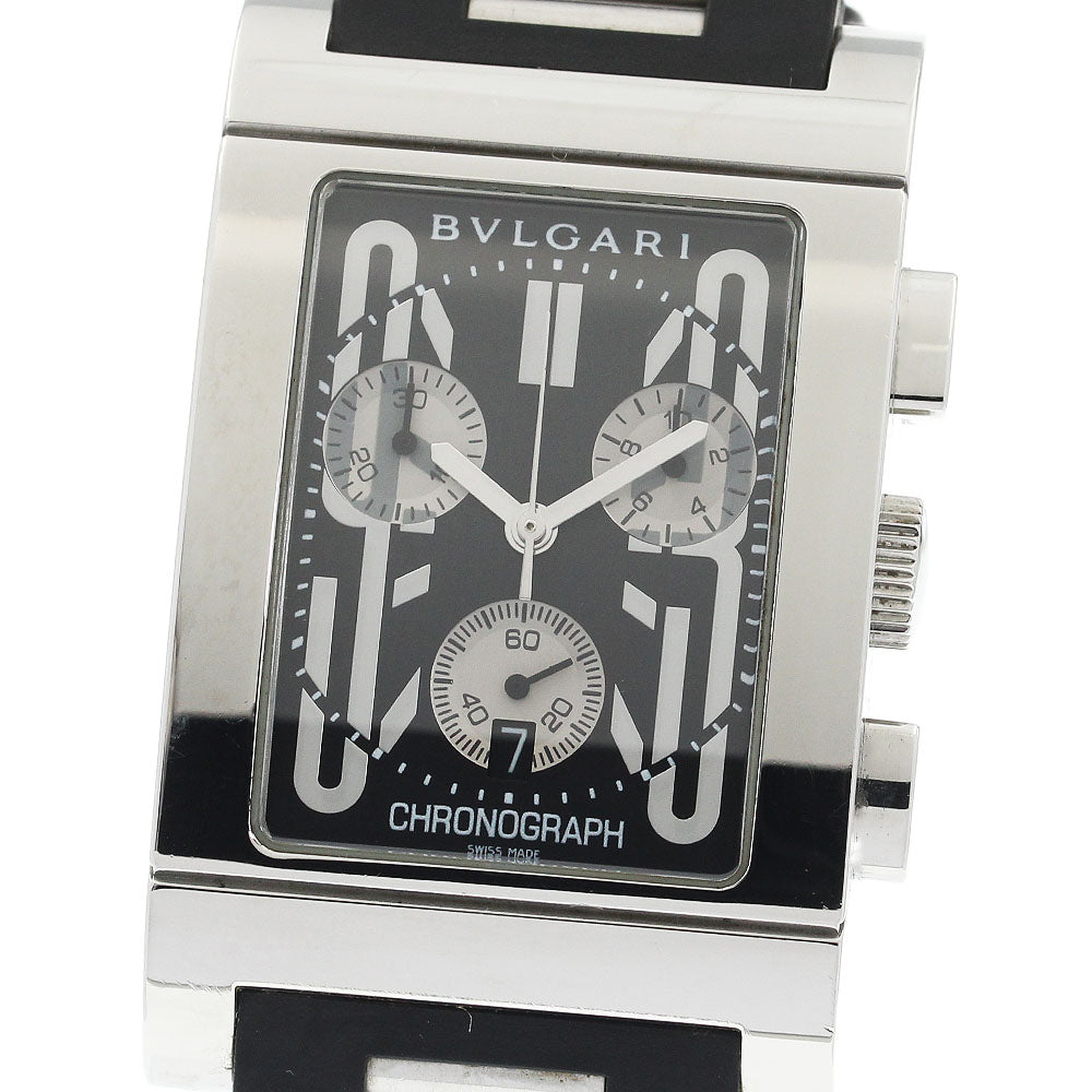 BVLGARI Rettangolo RTC49S Date Black / Silver Dial Quartz Men's Watch_938673