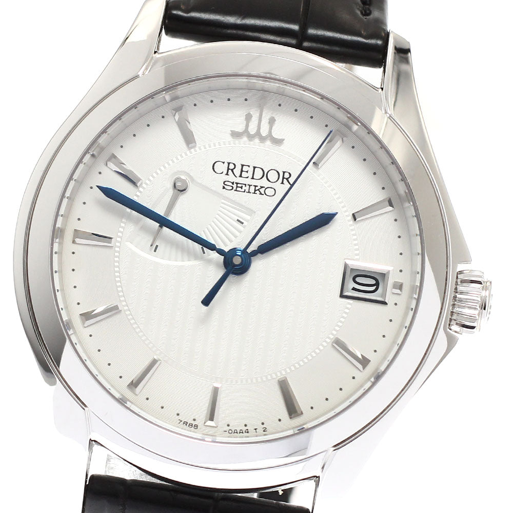 SEIKO CREDOR GBLH999/7R88-0AA0 K18WG Date Power Reserve Silver Dial Spring drive Men's Watch_938696