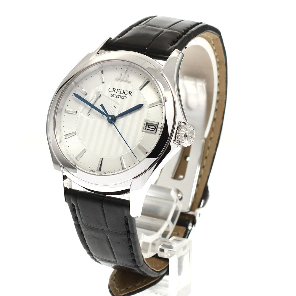 SEIKO CREDOR GBLH999/7R88-0AA0 K18WG Date Power Reserve Silver Dial Spring drive Men's Watch_938696